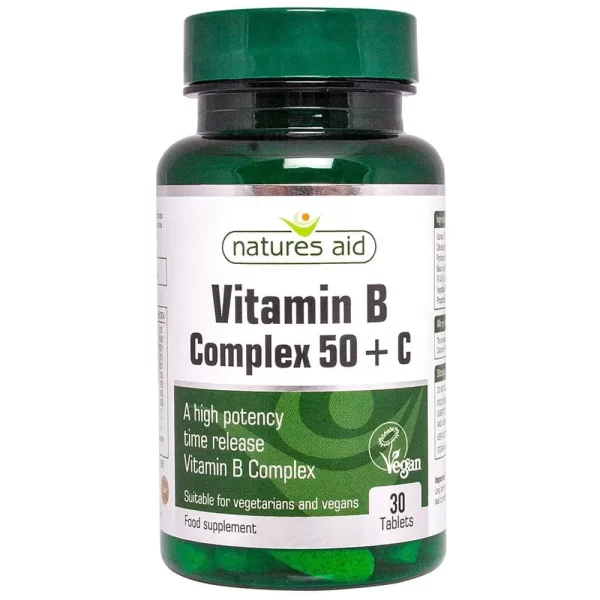 NATURES AID VITAMIN B COMPLEX 50+C 30 TABLETS